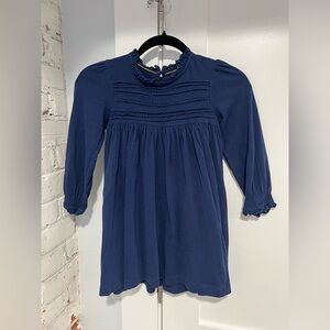 Girls’ Mini Boden pin tuck navy blue cotton dress, size 6/7, 120 cm